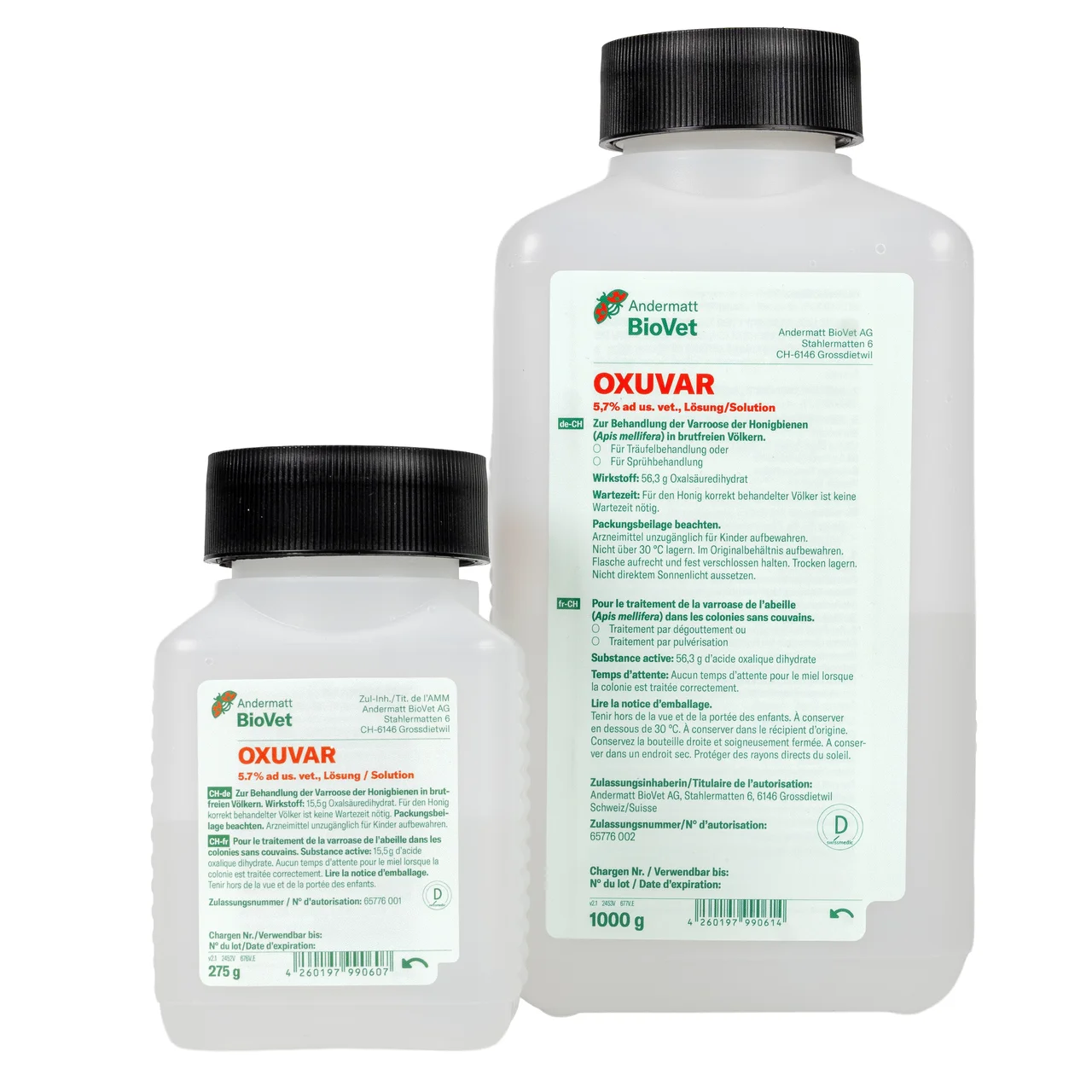 Gruppenbild Oxuvar 5.7% 1000g und 275g | © Andermatt BioVet AG