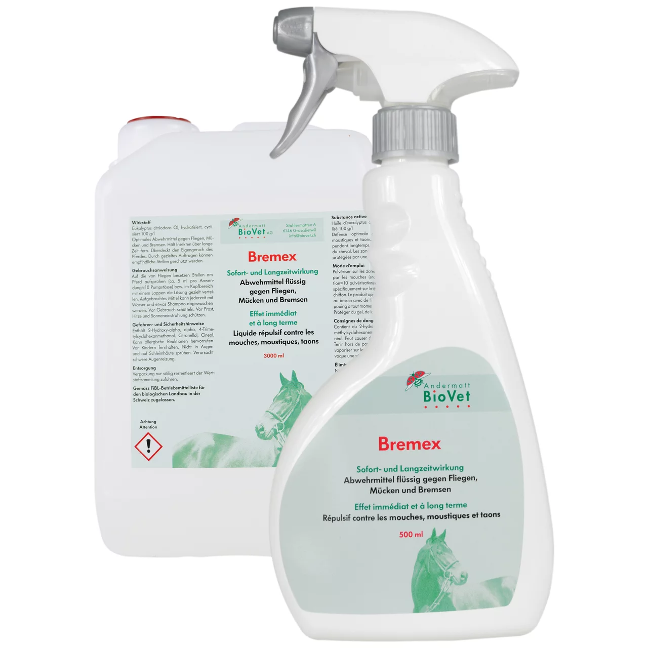 Bremex 500 ml & 3 Liter Gruppenbild | © Andermatt BioVet AG